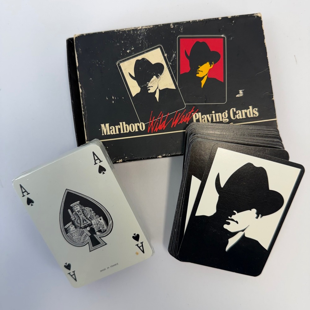 Vintage 1991 Marlboro Wild West Playing Cards 2 Decks Philip Morris Cowboy Retro